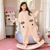 Macacão pijama acolchoado de algodão para meninas e meninos, design de desenho animado, saco de dormir quente para outono e inverno, adequado para usar em casa, e projetado para evitar que tirem as cobertas