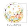 Festival de la Cosecha de Otoño de Amazon con Temática de Hoja de Arce y Calabaza Platos de Papel Desechables, Vasos de Papel, Servilletas de Papel, Banderines, Manteles de Mesa, Pe