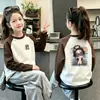 Camiseta Térmica de Manga Larga con Bloques de Color para Niñas Otoño Primavera Invierno Nueva Cuello Redondo Parte Superior Cepillada Ropa Interior Casual para Bebé