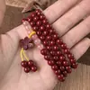 Atacado Pingente Pulseira Nó Chinês de Cinábrio Natural Pulseira de Areia Dourada Roxa de Baixo Teor Feita à Mão com Contas Venda Direta da Fábrica