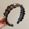 Diadema para Peluca con Perlas, Trenza de Espina de Pescado, Torcido Trenzado Integrado, Pasador Alto de Corona, Accesorio para el Cabello para Mujeres