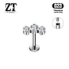 Cabeza de Pendiente de Aleación de Titanio F136 con Rosca de 0.9, Stud para Labio Triple Redondo de Circonita Finamente Tallado, Cabeza de Joyería para Piercing Interno de Espiral de Titanio G23