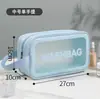 Bolsa Cosmética de PVC Esmerilado, Bolsa de Baño Simple de Gran Capacidad, Neceser Portátil Impermeable de PU, Bolsa de Almacenamiento Portátil para Viaje