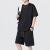 Traje deportivo para hombre para correr y fitness, conjunto de entrenamiento de dos piezas, secado rápido, para carreras matutinas y vespertinas, nueva ropa deportiva casual de verano para hombre