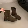 Novo estilo outono/inverno, design 2026, botas retrô para mulheres, botins com fivela, botas estilo Martin britânico