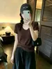 Camiseta de Tricô Manga Curta com Gola U para Mulheres, Direto da Fábrica, Estilo Coreano, Top Slim Fit, Guangzhou Shisanxing Em Estoque
