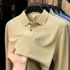 Camisa polo de piquet de algodão puro hexagonal de manga comprida para homens, novo estilo de outono, gola de lapela, cor sólida, casual, respirável, camiseta masculina feita sob medida