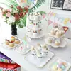 Decoración de Cumpleaños Adornos para Mesa de Postres Exhibidor de Boda Estante de Exhibición Desechable de Tres Niveles Soporte para Pasteles Rejilla para Pasteles
