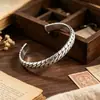Pulseira auspiciosa e de sorte para trazer fortuna, aberta, transfronteiriça europeia e americana, para homens e mulheres, pulseira texturizada em metal cor de prata antiga, joia de alta qualidade