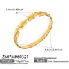 Pulsera con Diseño de Textura Geométrica Simple, Acero Inoxidable Chapado en Oro, Textura de Lujo Ligero, Pulsera Abierta, Diseño de Nicho, Joyería para Mujer