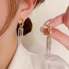 Aretes de aro geométricos de diamante cuadrado de alta calidad con combinación de colores, diseño de nicho para mujer, aretes de moda con temperamento que adelgazan el rostro