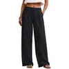 Pantalones Casuales Estilo Europeo y Americano para Mujer, Primavera y Verano, Color Sólido, con Bolsillos, Holgados, Cómodos, Pantalones Anchos de Cintura Alta, Pantalones Largos para Mujer