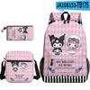 3D Novo Produto Estampado Periférico Sanrio Kuromi Kuromi Mochila Bolsa Escolar Estojo para Lápis Bolsa de Ombro Conjunto de Três Peças