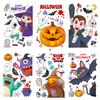 Bonitas pegatinas de Halloween con dibujos animados de bruja, murciélago, calabaza, calavera, pegatinas electrostáticas para decoración de fiestas de Halloween, pegatinas para ventanas