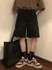 Pantalones Cortos de Cinco Puntos Sueltos Color Curry Delgados de Verano para Hombre Marca de Moda Estilo Retro Japonés Nuevo Mono Corto Recto Pantalones Cortos para Hombre