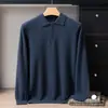 Nuevo Suéter 100% Cachemir Puro para Hombre Cuello Polo Cuello Camisa Prenda Interior Holgado Negocio Suéter Tejido Talla Grande