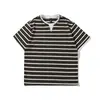 Beijie Moda Masculina 2026 Verão Novo Patchwork Listrado Falso Duas Peças Camiseta Masculina Retro Pulôver Manga Curta