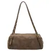 Bolsa de camurça sob o braço para mulheres, nova moda outono 2026, retrô, estilo para o trabalho, alta qualidade, bolsa de ombro única Maillard