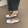 Sapatos de vovó versáteis e confortáveis para o dia a dia, sem cadarço e com bico quadrado, sapatilhas de cetim estilo francês, brisa suave da noite, para mulheres