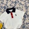 Camiseta de Manga Curta para Meninos Tong Chenchen Mamãe Verão Roupas Infantis Bebê Desenho Bordado Camisa Polo Bonita Gola Top