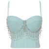 Luqiu Guo Tank Top de Verano para Mujer para Ropa Exterior, Top Tubo de Rendimiento con Borlas y Tirantes de Cadena, Color Sólido, Corte Ajustado Db1070, Sexy y a la Moda