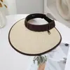 Nuevo Sombrero de Sol de Paja Abierto Estilo Coreano para Mujer, Sombrero de Sol de Ala Ancha con Protección UV para Verano, Sombrero de Sol para Exteriores