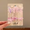 Grampo de Cabelo Headwear Estilo Antigo Hanfu, Acessório Presilha de Cabelo Flor de Seda Borboleta Estilo Tradicional Chinês, Novo Grampo de Cabelo com Franja para Meninas