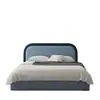 Cama Redonda Moderna Simple Nórdica Tapizada Esquina Redonda Doble de 1.8m Cama de Tela de Alto Grado Resistente a Arañazos de Gato Estilo Crema Madera Maciza Tapizada