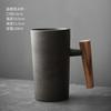 Taza de Café Creativa Pastoral Vintage Hecha a Mano en Japón con Asa de Madera Taza de Té Individual Taza de Bebida de Gran Capacidad