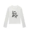 Camiseta Básica Feminina 2025 Primavera e Outono Nova Tendência Estilo Americano Marca Design de Letras Slim Fit Manga Longa para Mulheres