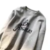 Sudadera con estampado de letras para mujer, otoño e invierno, forrada de polar, gruesa, holgada, estilo casual, estilo europeo, oversize, sin capucha, top de cuello redondo