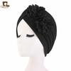 Chapéu Turban Plissado de Flor Tridimensional Chapéu Indiano estilo étnico Touca Baotou Touca para quimioterapia JDT-16C
