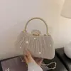 Bolsa de Noite com Pedrarias Levemente Luxuosa para Mulheres 2026 Nova Bolsa Transversal Plissada de Mão para Ombro Design de Nicho de Alta Qualidade