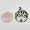 Venta Caliente de Fábrica Collar con Colgante Árbol de la Vida Piedra Natural Redonda Árbol de la Fortuna Vintage Joyería Europea y Americana Árbol de la Paz Hueco