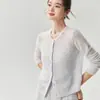 Nuevo cárdigan de punto versátil para otoño e invierno, 25% seda de morera, 75% cachemira, para mujer, cuello redondo, abrigo suéter de ganchillo calado