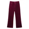 Moda Europeia e Americana Feminina Transfronteiriça Aliexpress Mais Vendido Outono Elegante Conjunto de Terno de Veludo com Punhos Desfiados e Calças de Perna Larga
