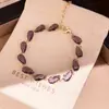 Galáxia Névoa Roxa~Pulseira com Pingente de Flor de Zircônia Gota d'Água Estilo Minimalista Coreano Ins Pulseira Joia de Luxo Leve de Alta Qualidade
