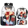 Mochila Escolar Harry Potter de Tres Piezas Mochila Casual para Hombres y Mujeres Mochila para Estudiantes Impresa de Gran Capacidad Mochila para Exteriores