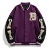 Amazon Transfronterizo Nuevo Europeo y Americano Color Contraste Estampado Costuras Suelto Todo Combinable Chaqueta Traje de Béisbol PG5615