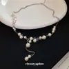 Collar de Perlas con Borlas de Lujo Ligero Francés para Mujer Moda de Diseño de Nicho Sentido de la Cadena de Clavícula Exquisito Versátil Collar de Tacto de Gama Alta