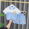 Ropa para Niños 2023 Ropa de Verano para Niñas Traje Deportivo de Ocio Nuevo Estilo Camiseta de Solapa de Manga Corta de Verano para Bebé Conjunto de Dos Piezas