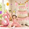 Globo grande de pastel rosa decoración de cumpleaños ambientación de escena para el primer cumpleaños de niñas fiesta infantil con sentido de ceremonia pared de fondo