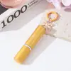 Botella dispensadora de perfume de 5 ml de vidrio portátil para viaje, cabeza plana, boca de dispensación para muestras, botella vacía con pulverizador, impresión de logotipo