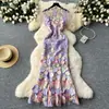 Vestido de Festa Longo Feminino de Alta Qualidade Estilo Europeu e Americano Flor Estereoscópica Bordada Efeito Emagrecedor Cauda de Peixe