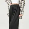 Pantalones Mochi Negros Estilo Vintage para Mujer, Nuevos Pantalones Mochi de Punto de Pierna Ancha Otoño 2026, Cintura Alta, Caída Suelta, Pantalones de Largo Hasta el Suelo