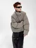 Moda Japonesa Chaqueta de Algodón Simple con Cuello Alto para Hombre Otoño e Invierno Suelta Cálida de Algodón Versátil de Moda Casual