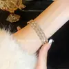 Pulsera abierta de lujo ligero, elegante, de alta calidad, diseño de nicho ins, joyería de pulsera, pulsera simple y versátil para mujer
