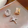 Colgante de Zirconia Super Brillante Forma de Corazón Clip para Oreja Lujo Ligero Moda de Gama Alta Exquisitos Pendientes Pendiente de Nicho Simple Temperamento Accesorios para Orejas para Mujeres