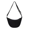 Bolso Hobo Ligero de Nylon en Forma de Media Luna, Correa Negra Ajustable Cruzado al Hombro, Bolso Cruzado Casual Diario para Mujer Compras Viajes