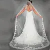 Moda europea y americana transfronteriza velo de novia de una sola capa de 3 m con peine para el pelo encaje encaje velo de cola larga de catedral